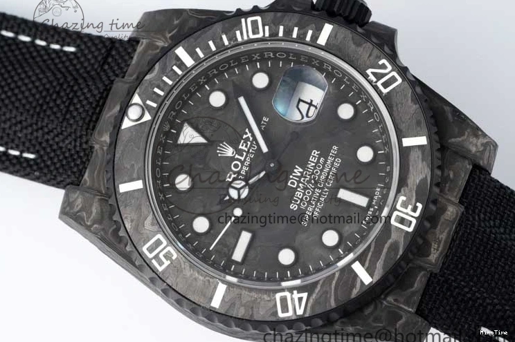 MiroTime 0210 AllSeason Submariner DIW Carbon VSF 1:1 Best Edition Black White Dial on Black Nylon Strap VS 2165